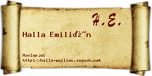 Halla Emilián névjegykártya
